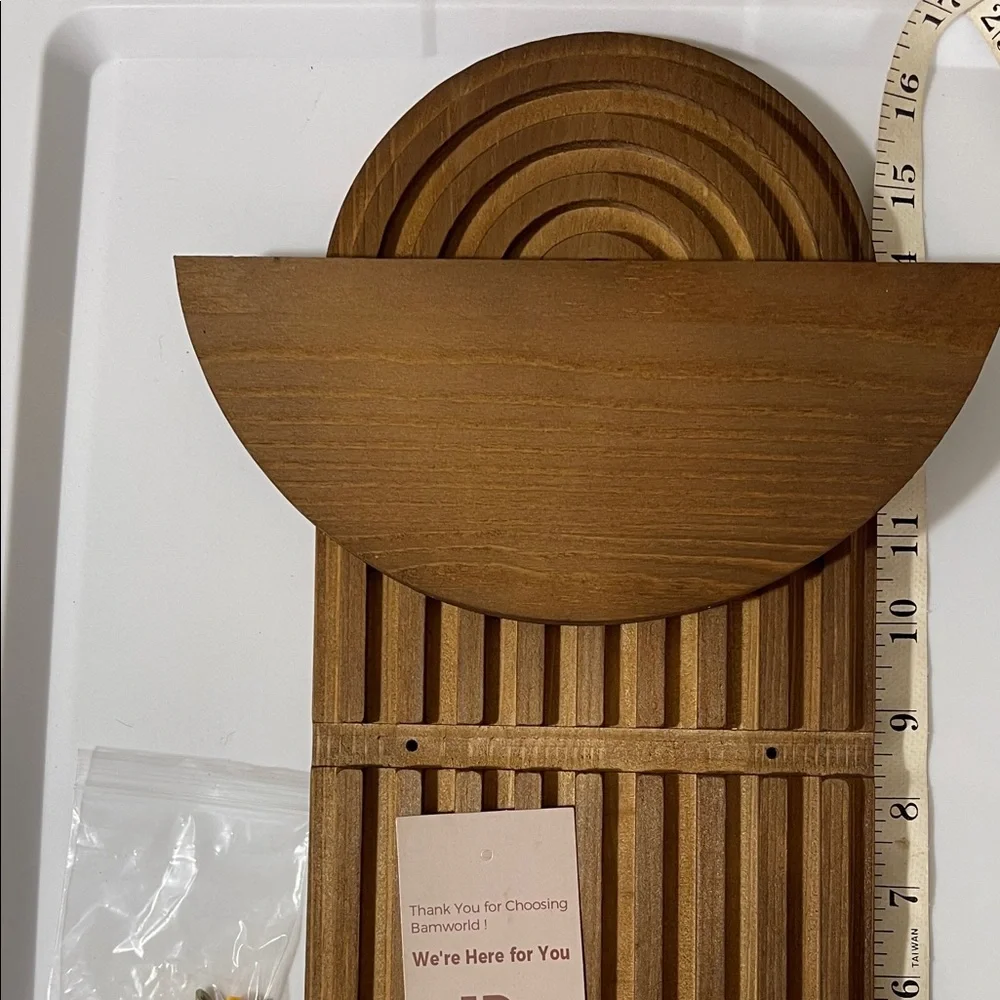 Bamworld Wooden Wall Shelf with Arched Grooved Design - Warm Brown